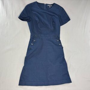 Brooks Brothers Short Dress Women’s 4 Navy Sheath Short Sleeve Career Workwear